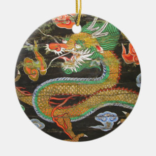 Adorno De Cerámica Pintura del dragón en el techo coreano de