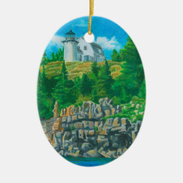 Adorno De Cerámica Pintura del Faro de la Isla Bear