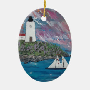 Adorno De Cerámica Pintura del faro de Maine