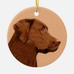 Adorno De Cerámica Pintura del labrador retriever (chocolate) - arte