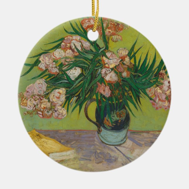Adorno De Cerámica Pintura floral de Vincent Van Gogh Oleander (Frente)