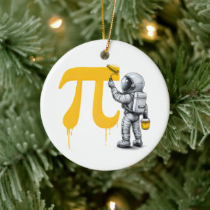 Adorno De Cerámica Pintura genial del astronauta símbolo Pi Día Pi 