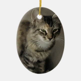 Adorno De Cerámica Pintura gris del Tabby