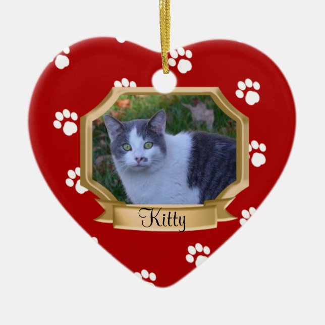 Adorno De Cerámica Pintura Impresiones Mascota fotograma rojo (Frente)