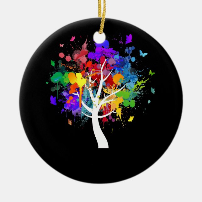 Adorno De Cerámica Pintura multicolor Splat Art (Frente)