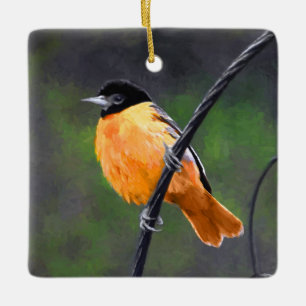 Adorno De Cerámica Pintura Oriole - Arte original de aves