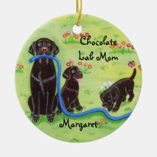 Adorno De Cerámica Pintura personalizada de Labradors de la diversió