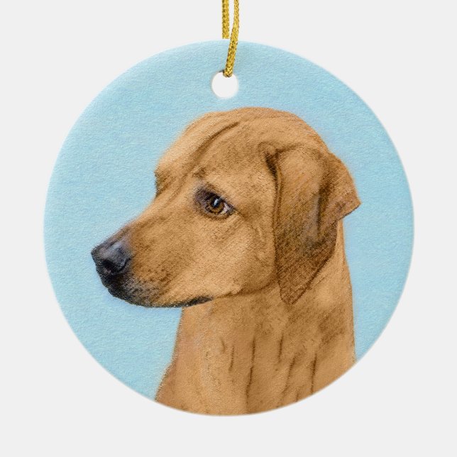 Adorno De Cerámica Pintura Ridgeback Rhodesiana - Arte Perro Original (Frente)