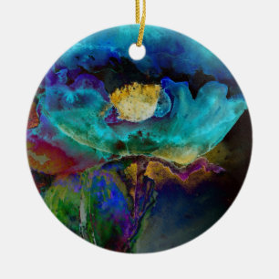 Adorno De Cerámica Pintura romántica elegante acuarela floral en azul