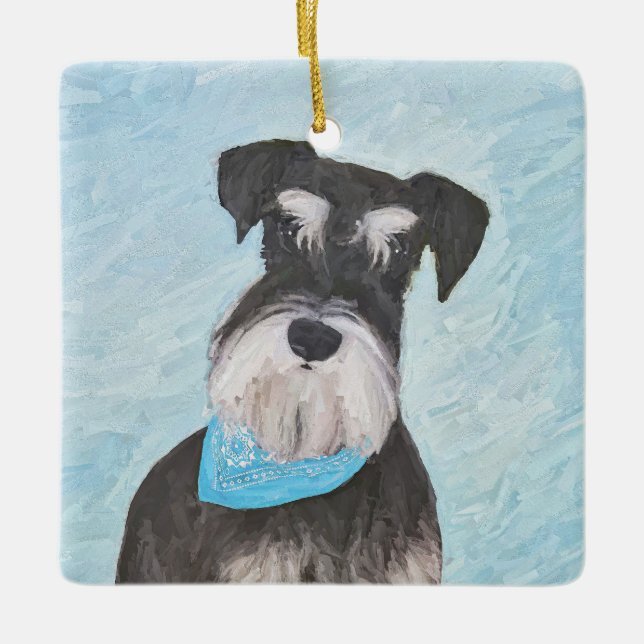 Adorno De Cerámica Pintura Schnauzer (en miniatura) - Perro original  (Anverso)