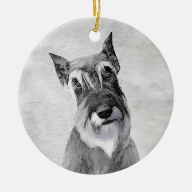 Adorno De Cerámica Pintura Schnauzer (gigante) - Arte de perros (Frente)