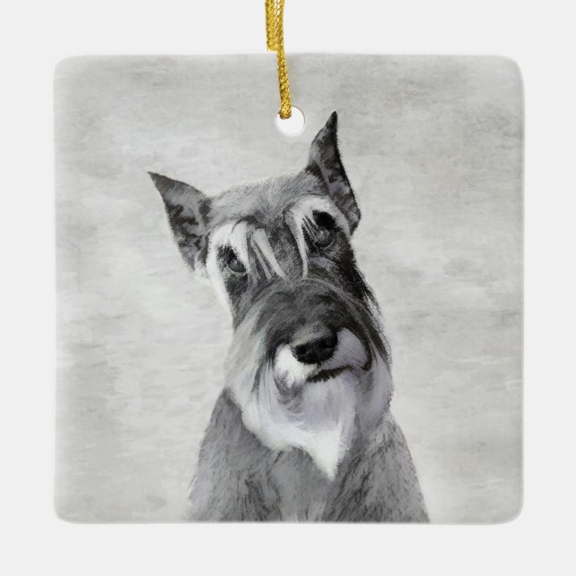 Adorno De Cerámica Pintura Schnauzer (gigante) - Arte de perros (Anverso)
