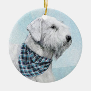 Adorno De Cerámica Pintura Sealyham Terrier - Arte Perro Original.