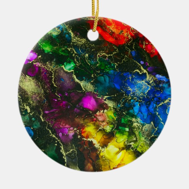 Adorno De Cerámica Pintura sintética psicodélica de tinta de alcohol (Frente)