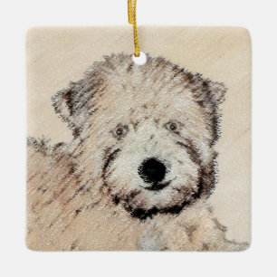 Adorno De Cerámica Pintura Terrier de Ruedas Recubiertas Blancas Arte