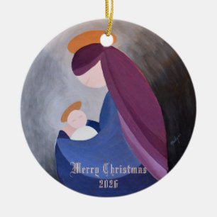 Adorno De Cerámica Pintura vintage del Nacimiento de Ave Maria y el N