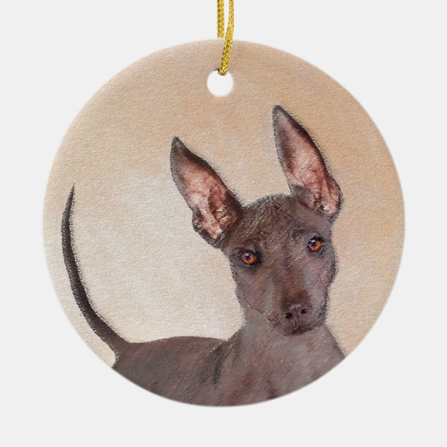 Adorno De Cerámica Pintura Xoloitzcuintli - Arte Perro Original Cuto (Frente)
