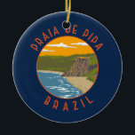 Adorno De Cerámica Pipa Beach Brasil Viaje a la Vintage de Arte<br><div class="desc">Playa Pipa en estilo de arte vectorial. La playa de Pipa es una de las playas más famosas de Brasil. Ubicada junto a la ciudad de Natal,  la capital del estado de Rio Grande do Norte.</div>