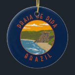 Adorno De Cerámica Pipa Beach Brasil Viaje a la Vintage de Arte<br><div class="desc">Playa Pipa en estilo de arte vectorial. La playa de Pipa es una de las playas más famosas de Brasil. Ubicada junto a la ciudad de Natal,  la capital del estado de Rio Grande do Norte.</div>