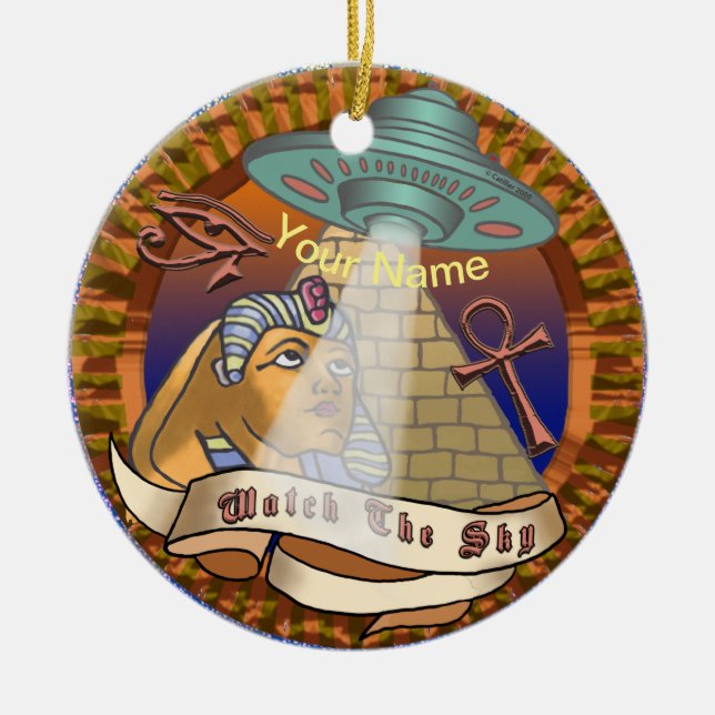 Adorno De Cerámica Pirámides Alien Spaceship (Frente)