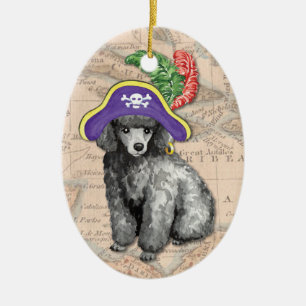 Adorno De Cerámica Pirata del caniche miniatura