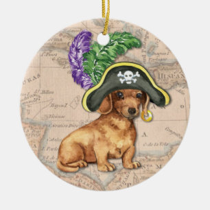 Adorno De Cerámica Pirata del Dachshund