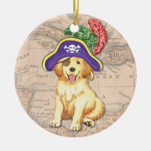 Adorno De Cerámica Pirata del golden retriever