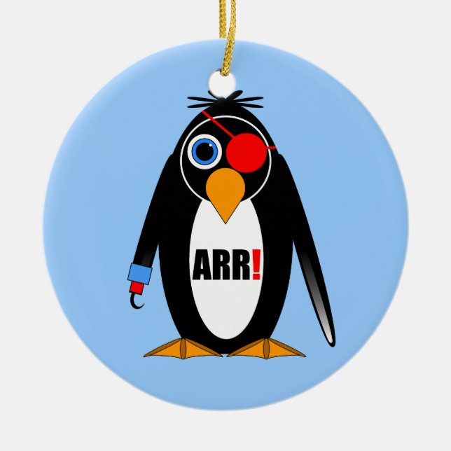 Adorno De Cerámica pirata del pingüino (Frente)