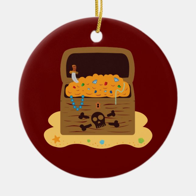 Adorno De Cerámica Pirate Booty Treasure Chest (Frente)