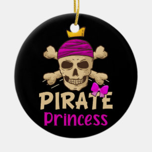 Adorno De Cerámica Pirate Princess Halloween Disstume Crossbone Skull