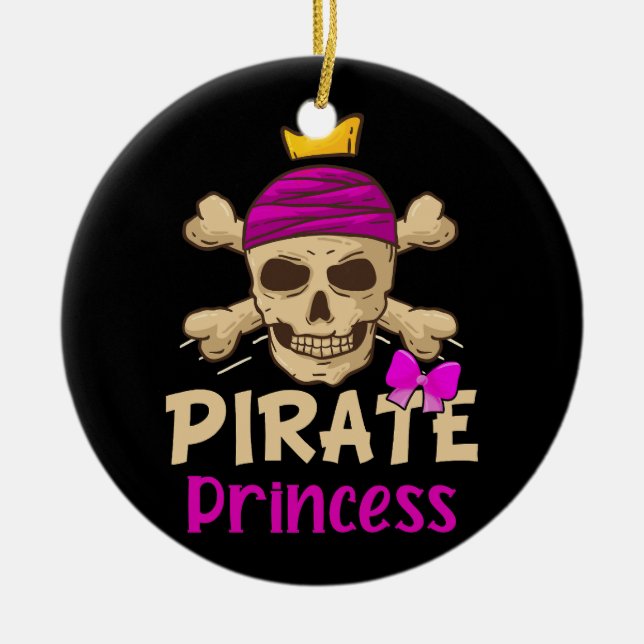Adorno De Cerámica Pirate Princess Halloween Disstume Crossbone Skull (Frente)