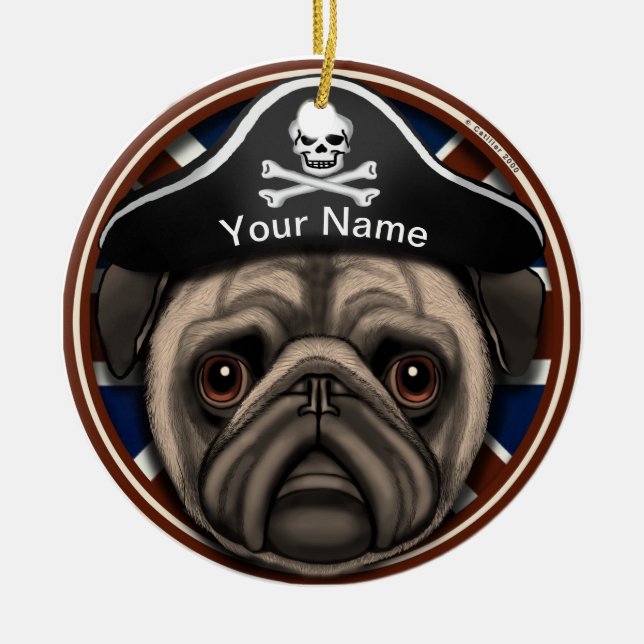Adorno De Cerámica Pirate Pug (Frente)