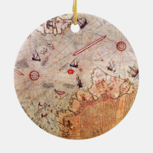 Adorno De Cerámica piri reis antiguo mapa historia misterio vintage A