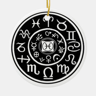 Adorno De Cerámica Pisces - Constelación de Zodiac y diseño planetari