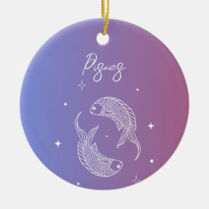 Adorno De Cerámica Pisces zodiac horoscopio estrella gradiente