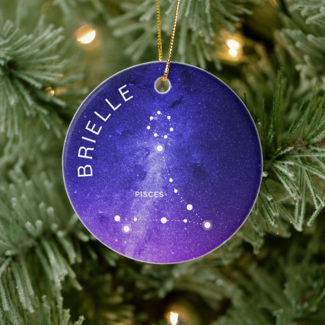 Adorno De Cerámica Pisces Zodiac Ornament Personalizado Regalo Zodiac (Árbol)
