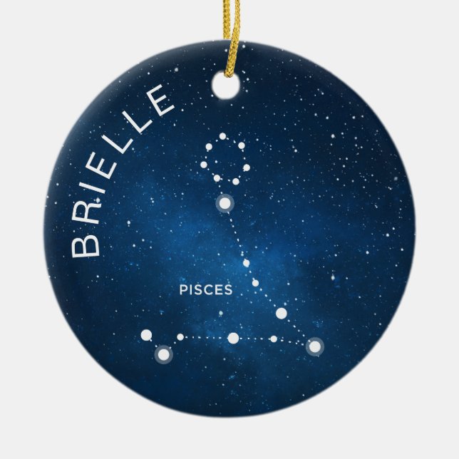 Adorno De Cerámica Pisces Zodiac Ornament Personalizado Regalo Zodiac (Frente)