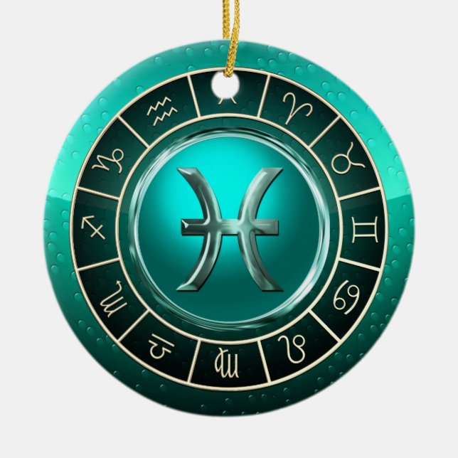Adorno De Cerámica Piscis - el Rótulo astrológico de los pescados (Frente)