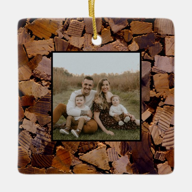 Adorno De Cerámica Pista de madera rústica de madera grano patrón de  (Anverso)