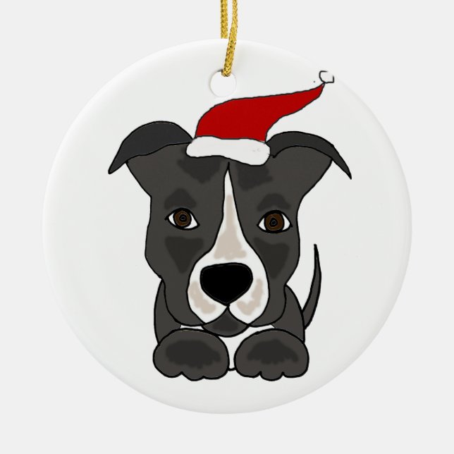 Adorno De Cerámica Pitbull gris divertido en arte del navidad del (Frente)