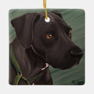 Adorno De Cerámica Pitbull negro