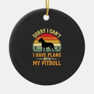 Adorno De Cerámica Pitbull Planea Vintage Atardecer Amante de los Per