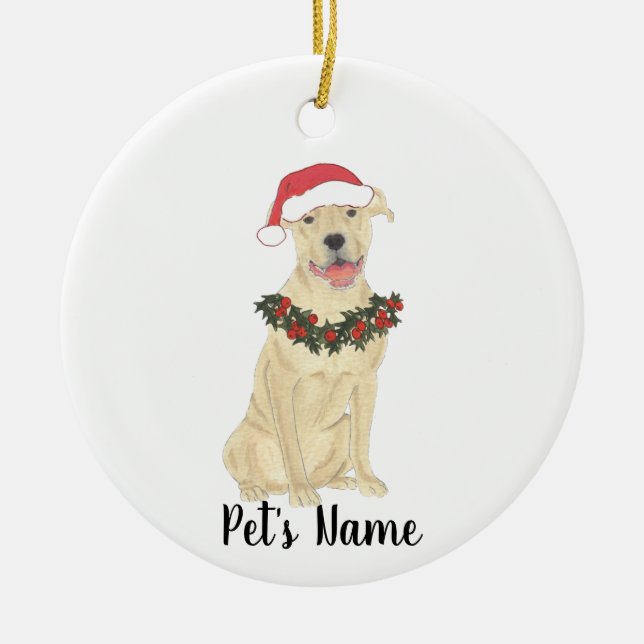 Adorno De Cerámica Pitbull Staffy Personalizado (Fawn Tan Cream) (Frente)