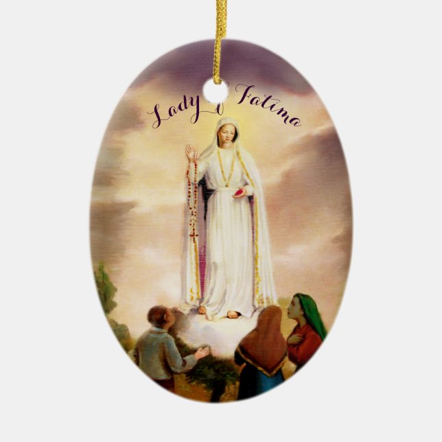 Adorno De Cerámica PixDezines Nuestra Señora de Fátima, Personalizabl (Frente)