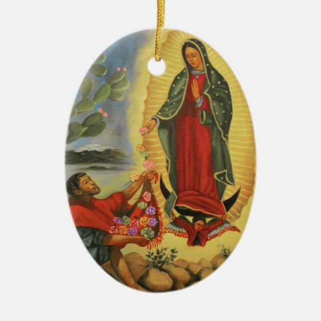 Adorno De Cerámica PixDezines Nuestra Señora de Guadalupe, Personaliz (Frente)