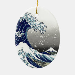 Adorno De Cerámica PixDezines Vintage, Gran Ola, Hokusai 葛飾北斎の神奈川沖浪