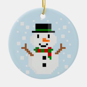 Adorno De Cerámica Pixel Art SNOWMAN
