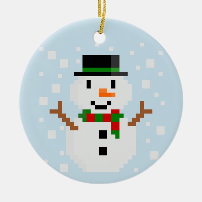 Adorno De Cerámica Pixel Art SNOWMAN (Frente)