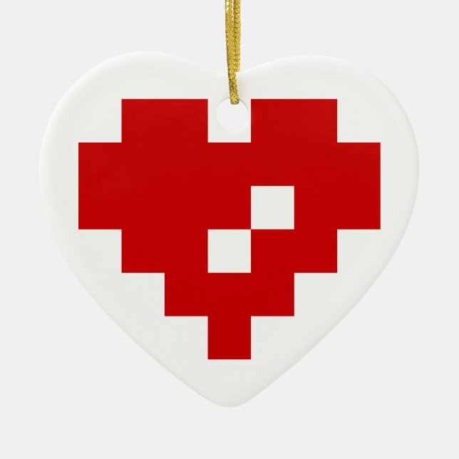 Adorno De Cerámica Pixel Heart 8 Bit Love (Frente)