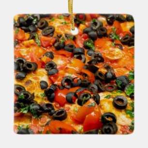 Adorno De Cerámica Pizza con aceituna negra
